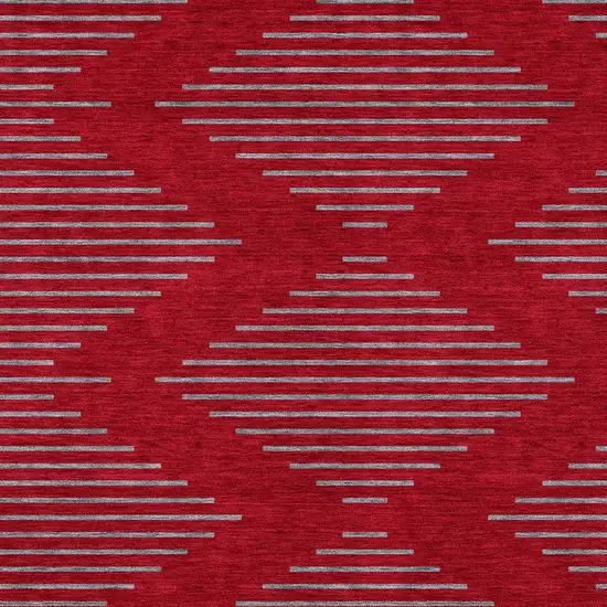 Red And Gray Geometric Washable Indoor Outdoor Area Rug Photo 6
