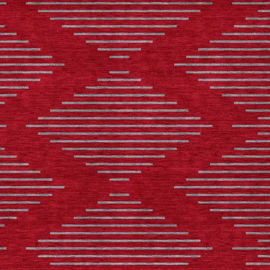 Red And Gray Geometric Washable Indoor Outdoor Area Rug Photo 6
