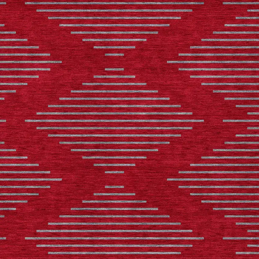 Red And Gray Geometric Washable Indoor Outdoor Area Rug Photo 6