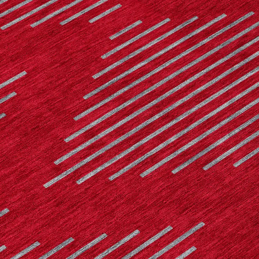 Red And Gray Geometric Washable Indoor Outdoor Area Rug Photo 5