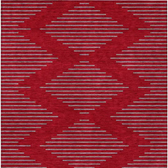 Red And Gray Geometric Washable Indoor Outdoor Area Rug Photo 6