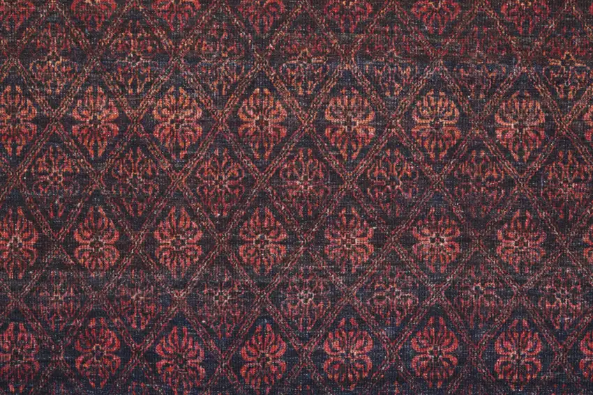 Red And Gray Striped Power Loom Area Rug Photo 9