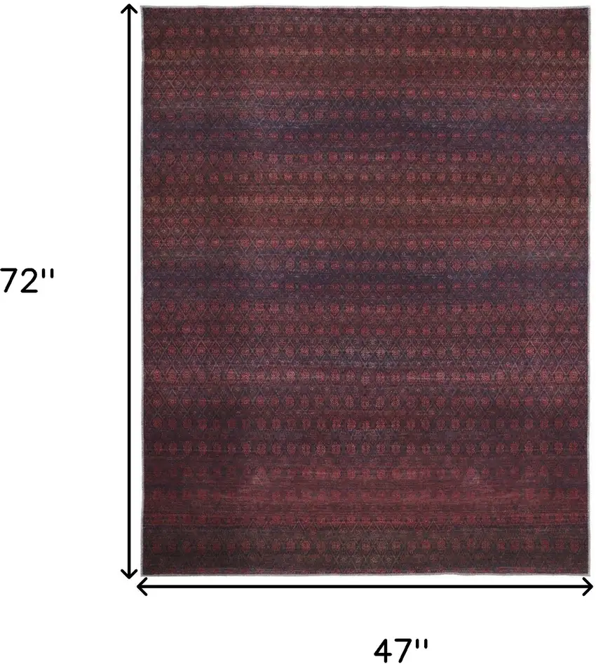 Red And Gray Striped Power Loom Area Rug Photo 10
