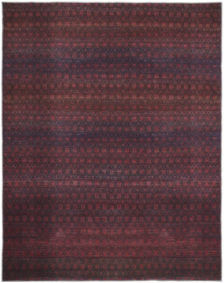 Red And Gray Striped Power Loom Area Rug Photo 1