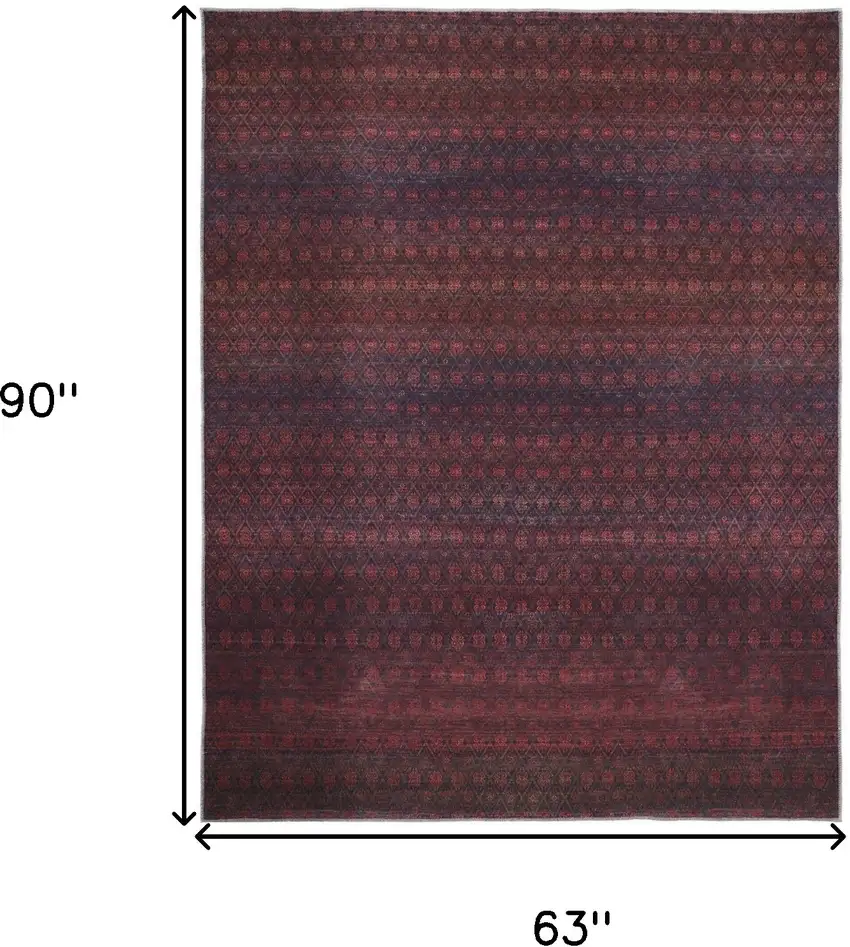 Red And Gray Striped Power Loom Area Rug Photo 10