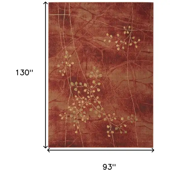 Red And Green Botanical Leaves Non Skid Area Rug Photo 3