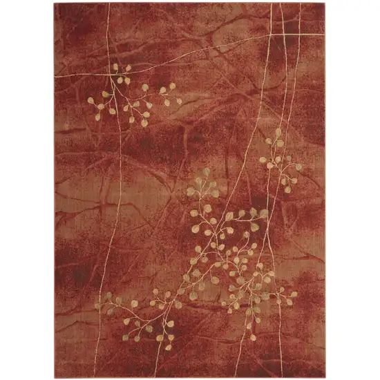 Red And Green Botanical Leaves Non Skid Area Rug Photo 6