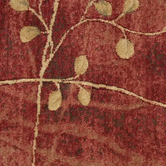 Red And Green Botanical Leaves Non Skid Area Rug Photo 2