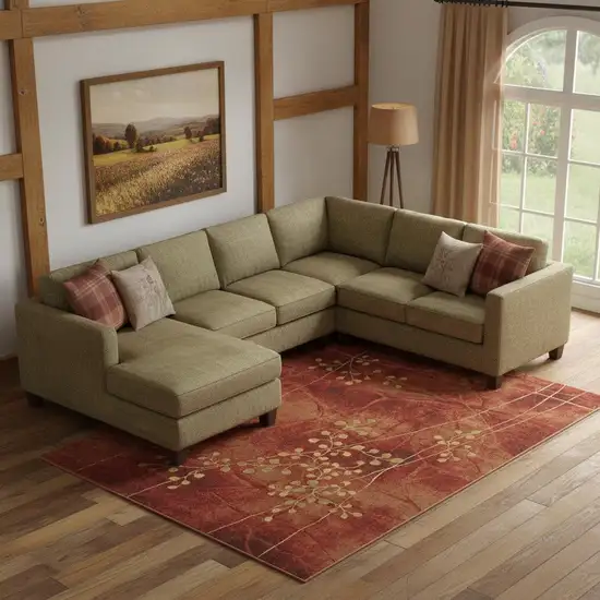 Red And Green Floral Non Skid Area Rug Photo 1