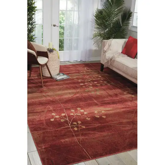 Red And Green Floral Non Skid Area Rug Photo 5