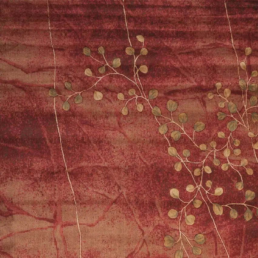 Red And Green Floral Non Skid Area Rug Photo 6