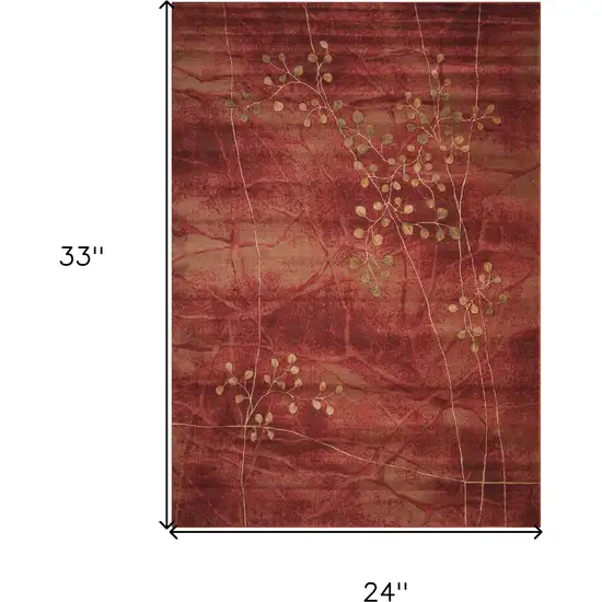 Red And Green Floral Non Skid Area Rug Photo 3