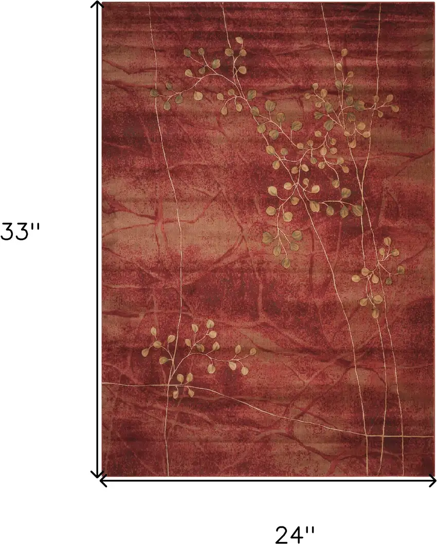 Red And Green Floral Non Skid Area Rug Photo 3