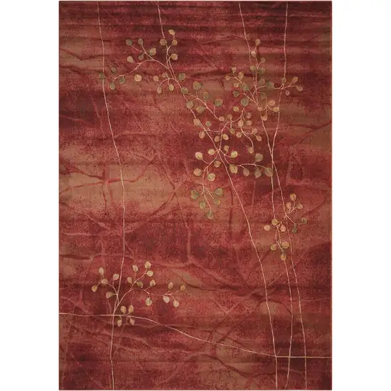 Red And Green Floral Non Skid Area Rug Photo 2