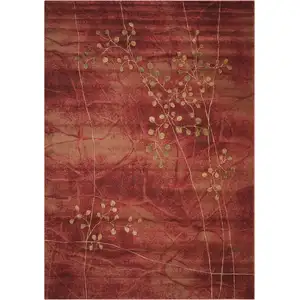Photo of Red And Green Floral Non Skid Area Rug