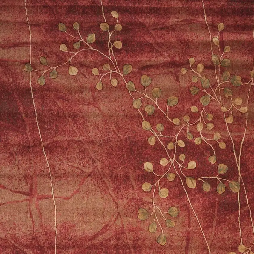 Red And Green Floral Non Skid Area Rug Photo 3