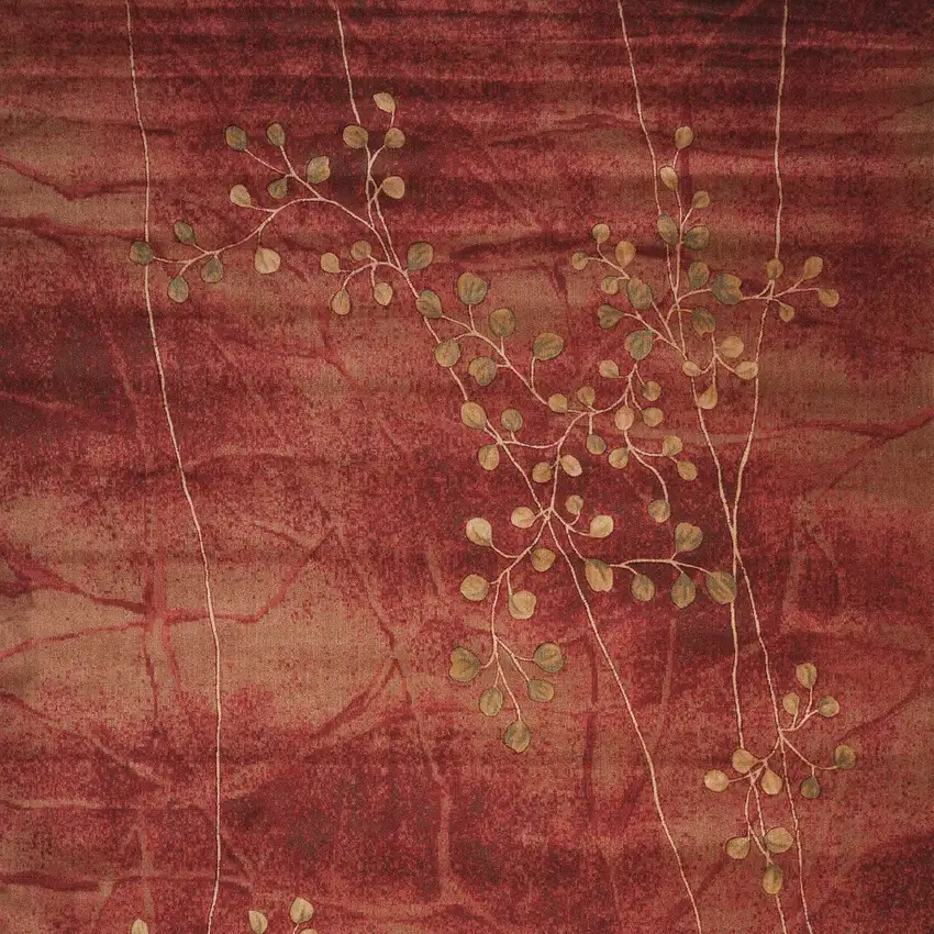 Red And Green Floral Non Skid Area Rug Photo 7