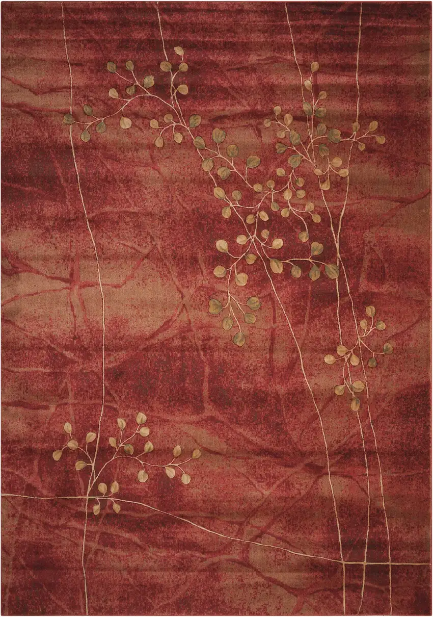 Red And Green Floral Non Skid Area Rug Photo 2