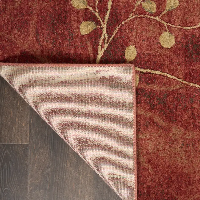 Red And Green Floral Non Skid Area Rug Photo 9