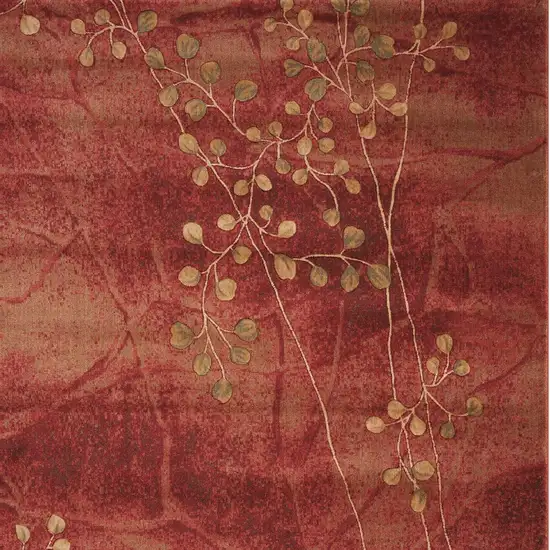 Red And Green Floral Non Skid Area Rug Photo 6