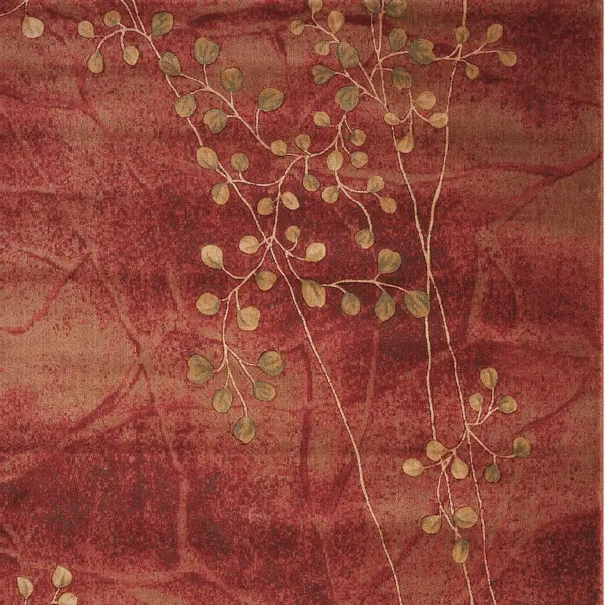 Red And Green Floral Non Skid Area Rug Photo 6