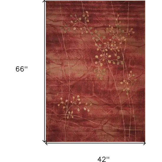 Red And Green Floral Non Skid Area Rug Photo 3