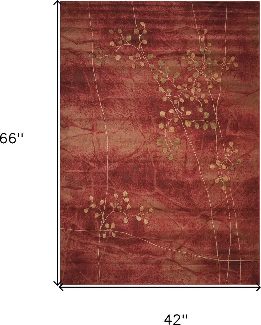 Red And Green Floral Non Skid Area Rug Photo 3