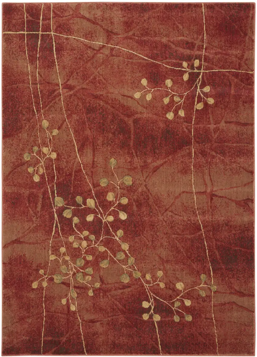 Red And Green Floral Non Skid Area Rug Photo 9