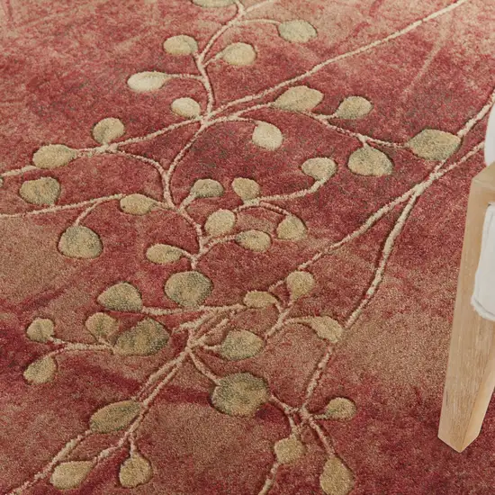 Red And Green Floral Non Skid Area Rug Photo 2