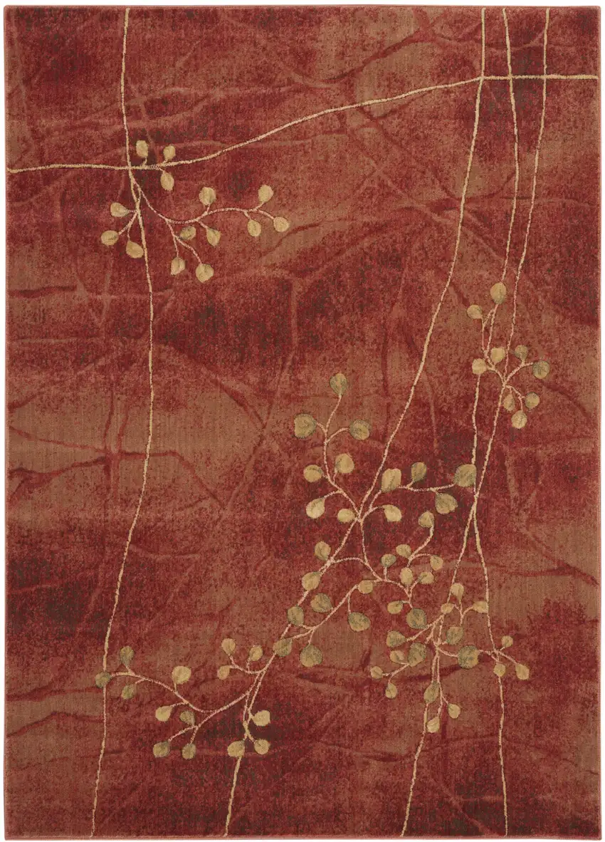 Red And Green Floral Non Skid Area Rug Photo 6