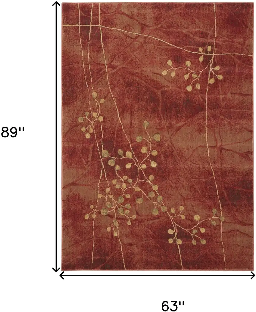 Red And Green Floral Non Skid Area Rug Photo 3