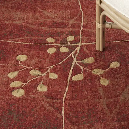 Red And Green Floral Non Skid Area Rug Photo 9
