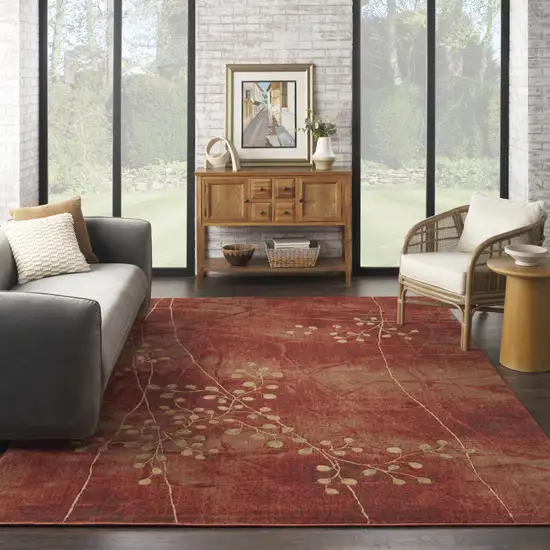 Red And Green Floral Non Skid Area Rug Photo 4