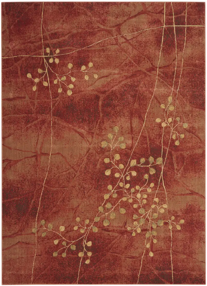 Red And Green Floral Non Skid Area Rug Photo 6