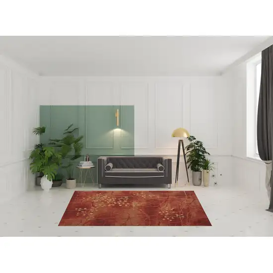 Red And Green Floral Non Skid Area Rug Photo 1