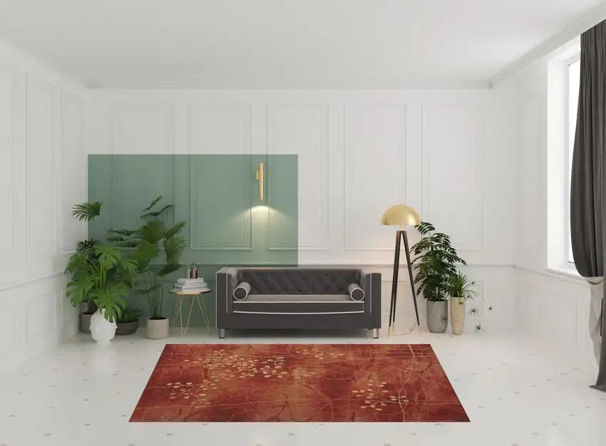 Red And Green Floral Non Skid Area Rug Photo 1