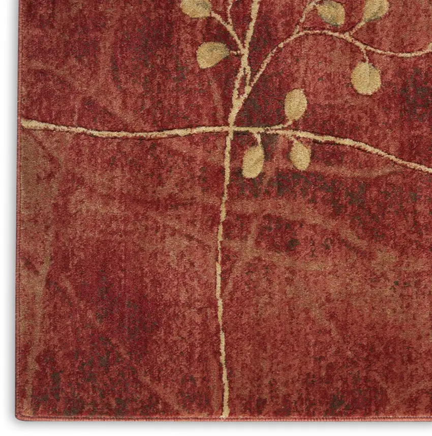 Red And Green Floral Non Skid Area Rug Photo 8