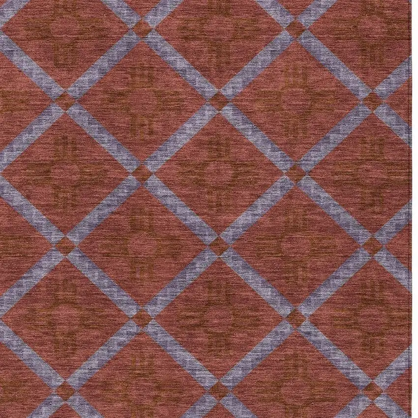 Red And Green Geometric Washable Indoor Outdoor Area Rug Photo 3
