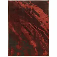 Photo of Red And Grey Abstract Power Loom Stain Resistant Area Rug