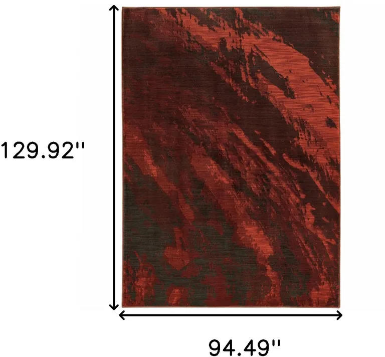 Red And Grey Abstract Power Loom Stain Resistant Area Rug Photo 3