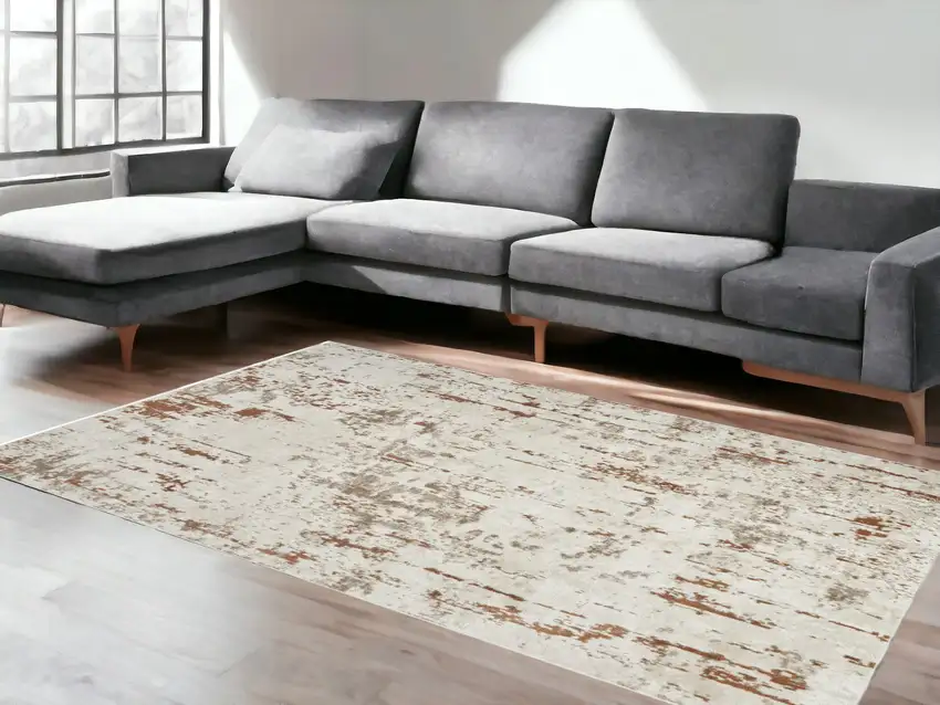 Red And Ivory Abstract Area Rug Photo 1