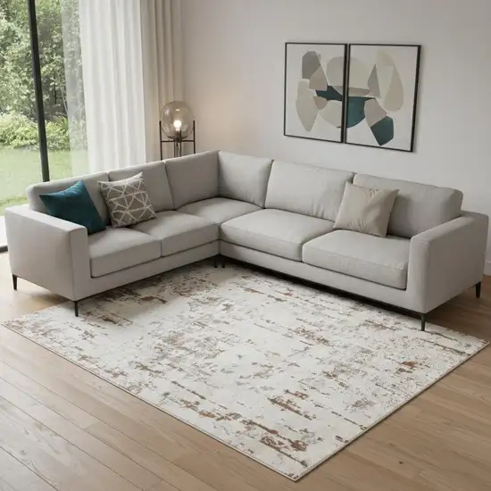 Red And Ivory Abstract Area Rug Photo 1