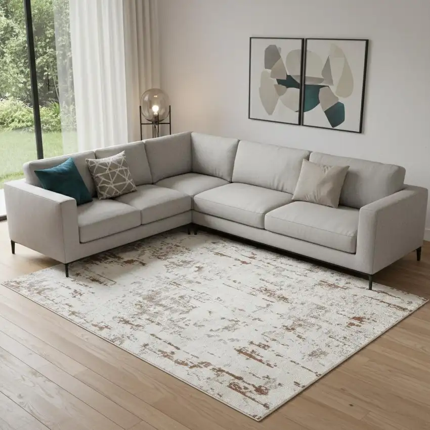 Red And Ivory Abstract Area Rug Photo 1