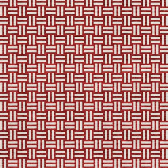 Red And Ivory Abstract Geometric Washable Area Rug With UV Protection Photo 3