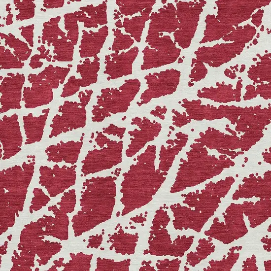 Red And Ivory Abstract Washable Area Rug With UV Protection Photo 3