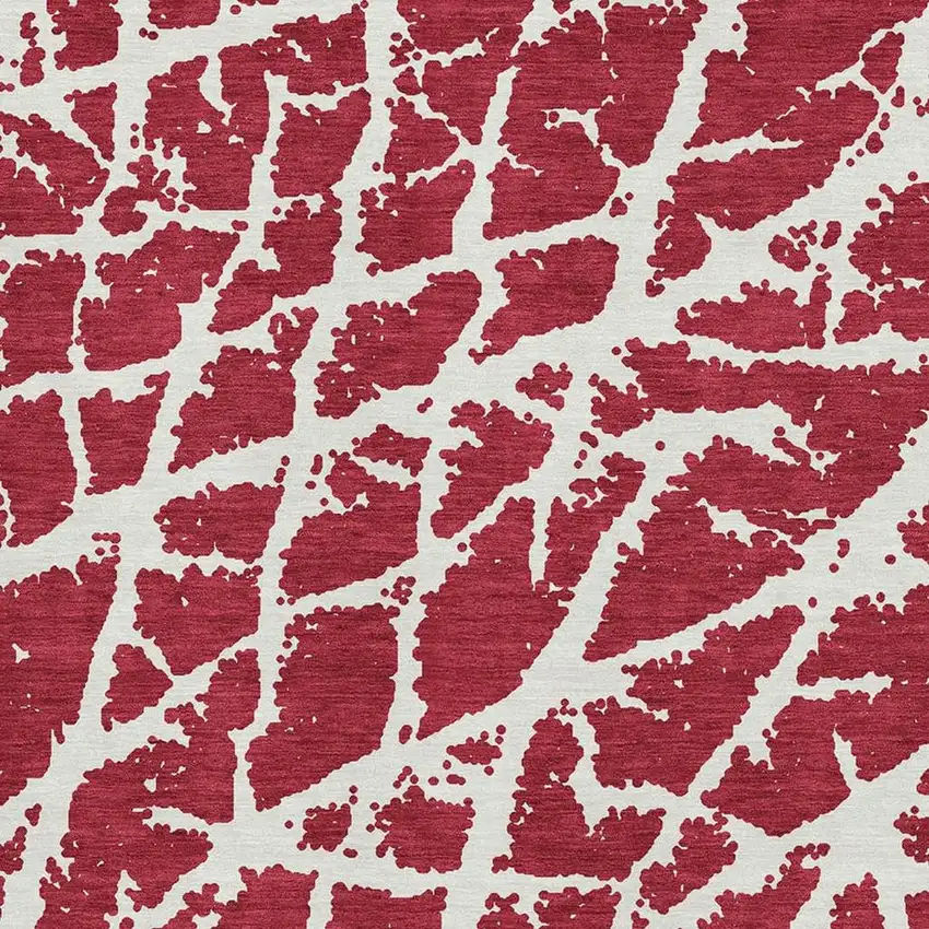 Red And Ivory Abstract Washable Area Rug With UV Protection Photo 3