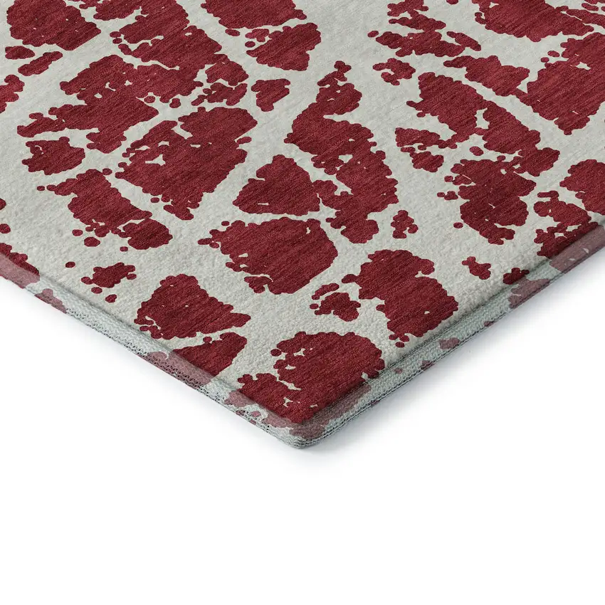 Red And Ivory Abstract Washable Area Rug With UV Protection Photo 8
