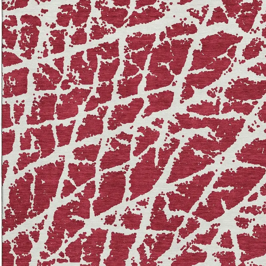 Red And Ivory Abstract Washable Area Rug With UV Protection Photo 4