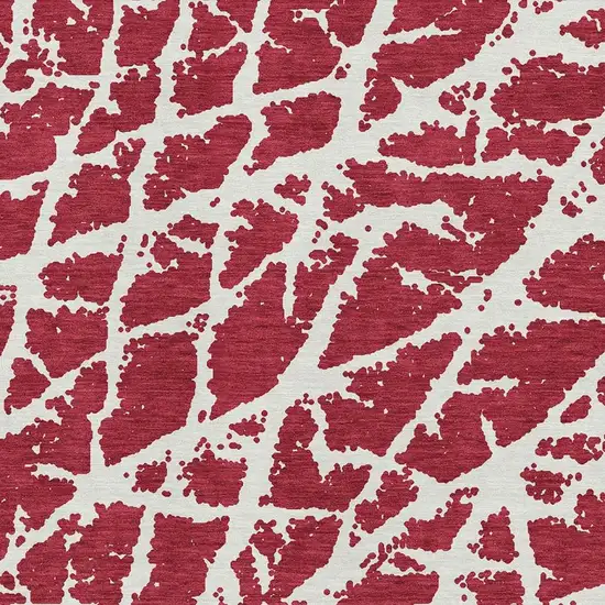 Red And Ivory Abstract Washable Area Rug With UV Protection Photo 3