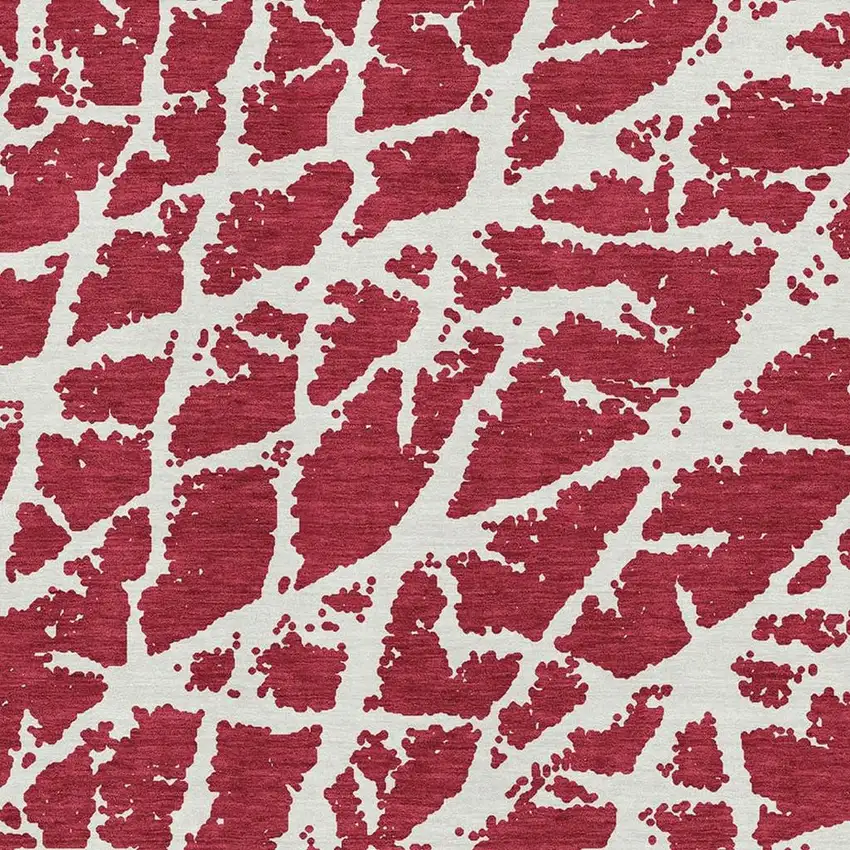 Red And Ivory Abstract Washable Area Rug With UV Protection Photo 3